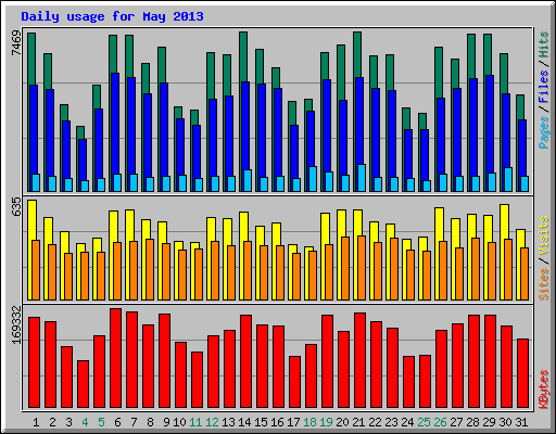 Daily usage for May 2013