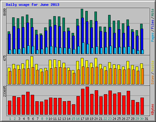Daily usage for June 2013