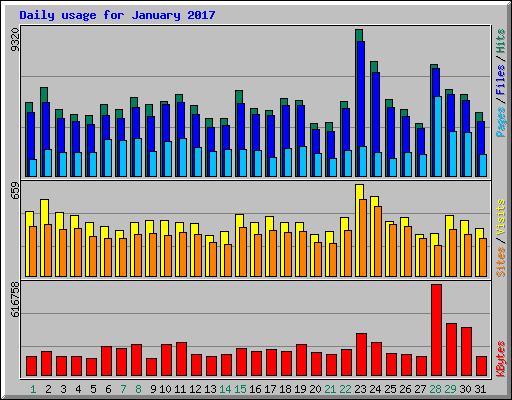 Daily usage for January 2017